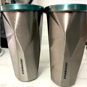 2 Starbucks Grande Chiseled Stainless Steel 16 oz Tumbler, Travel Mugs